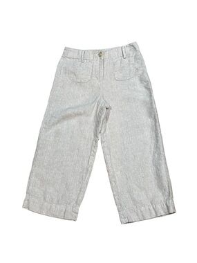 Talbots Beige Linen Pants Cropped High Waisted Wide Leg Capris Natural  Size 4P